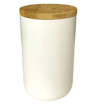 Fehér porcelán szivaros edény, fából készült tetővel