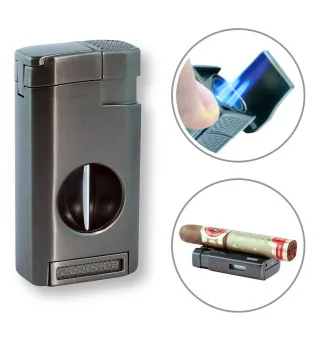 adorini Triple Jet Öngyújtó V-Cut Gun Metal