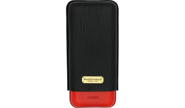 Partagas Triple Cigar bőr tok fekete piros kép 2