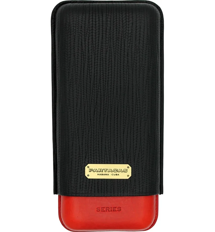 Partagas Triple Cigar bőr tok fekete piros kép 2
