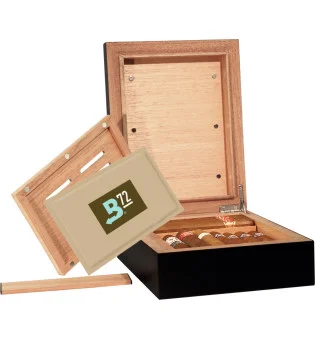 BigSmoke Mini fekete humidor, Boveda 72%-os csomaggal